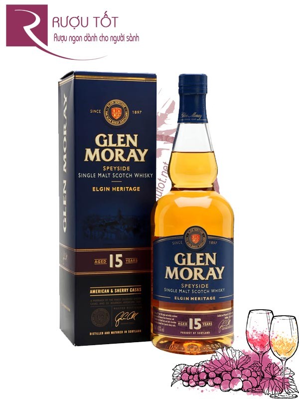 Rượu Glen Moray 15 Years Speyside Single Malt Elgin Heritage