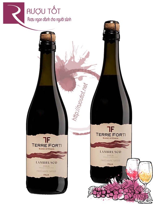 Rượu vang nổ Terre Forti Lambrusco Emilia Chính hãng