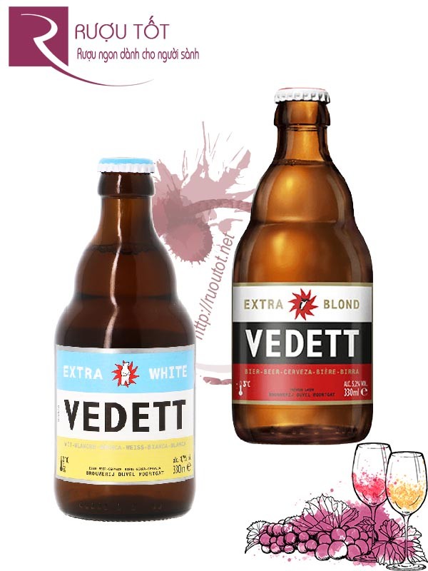 Bia Vedett White - Extra Blond - IPA Chai 330ml