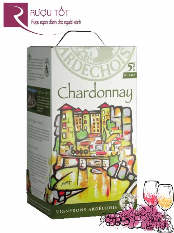 Vang bịch Pháp Vignerons Ardechois Chardonay 5L