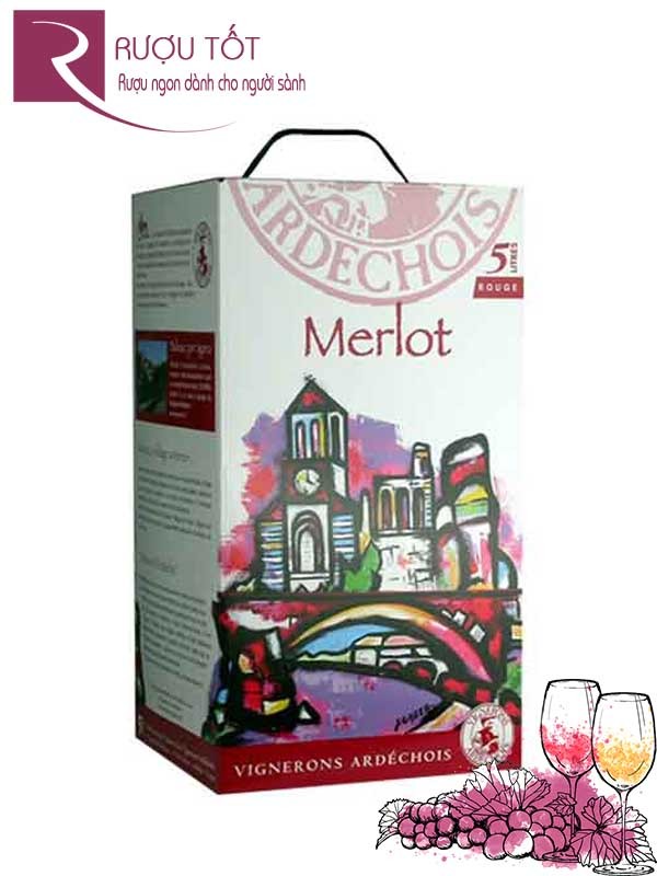 Vang bịch Pháp Vignerons Ardechois Merlot 5l