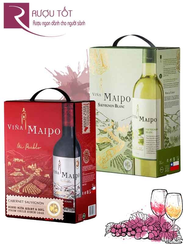 Vang bịch Chile Vina Maipo Mi Pueblo đỏ trắng 3 Lít Hảo hạng