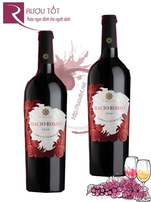 Vang Ý Bacio Rosso Vernice Primitivo Campania 97 điểm