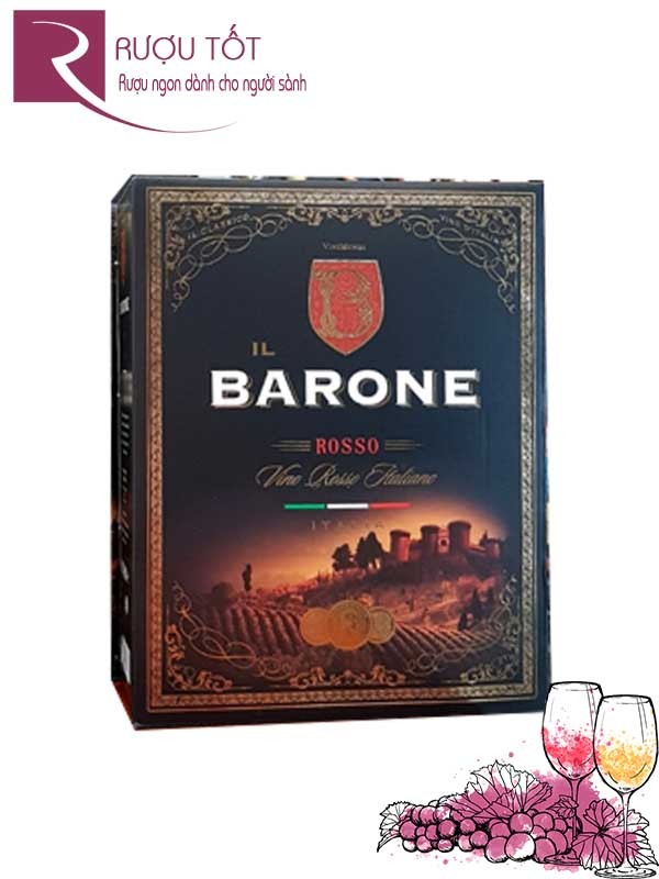 Vang bịch ngọt Ý iL Barone Rosso 3 Lít