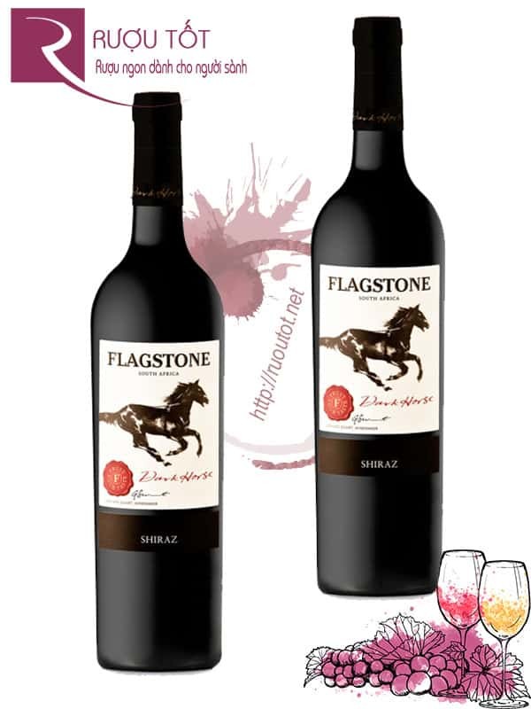 Rượu vang Flagstone Dark Horse Shiraz Stellenbosch hình chú ngựa