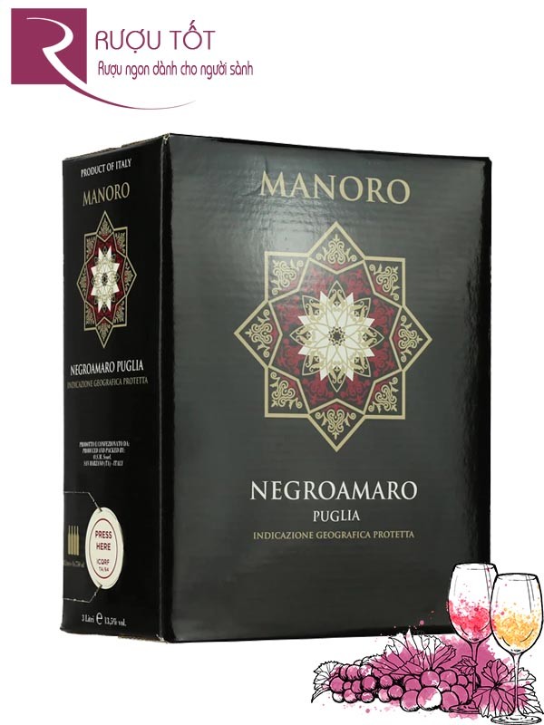 Vang bịch Ý Manoro Negroamaro Puglia 3L Cao cấp