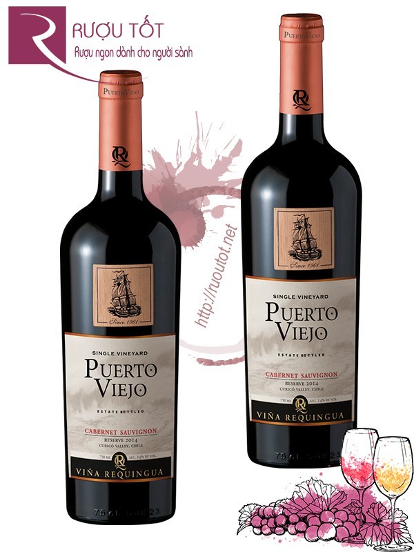 Vang Chile Puerto Viejo Reserva Cabernet Sauvignon - Mác gỗ